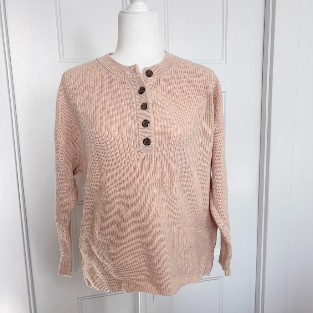 Aerie Cream Button-Up Sweater